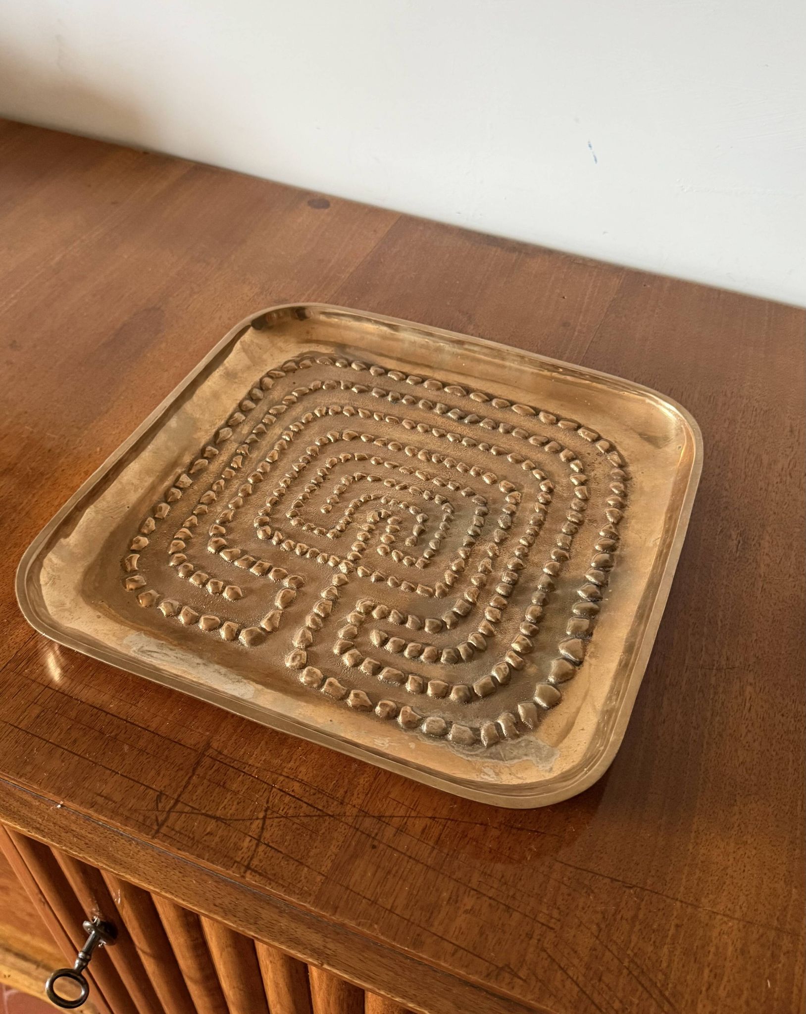 Modern solid brass tray / vide poche, Atelier Ventrella Italy 1980s