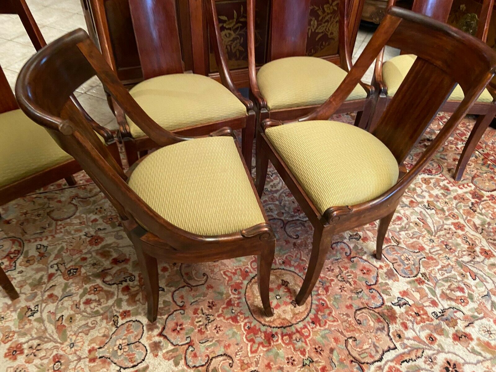 Set of 6 mahogany gondola chairs Empire style XIXth