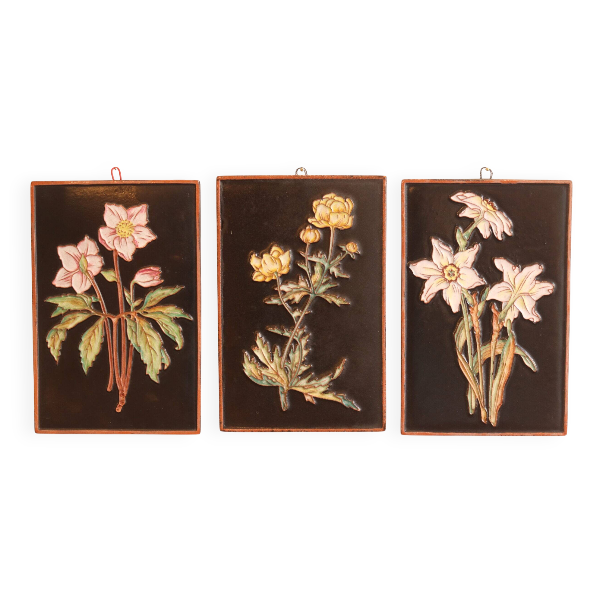 Set of three Majolica wall plaques from Karlsruhe – 1960s
