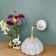 Vintage glass wall light with a curved arm from Clichy, white.