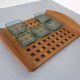 Teak tray with glass bowls by Jens Quistgaard for IHQ Dansk Designs, 1960s, set of 6.