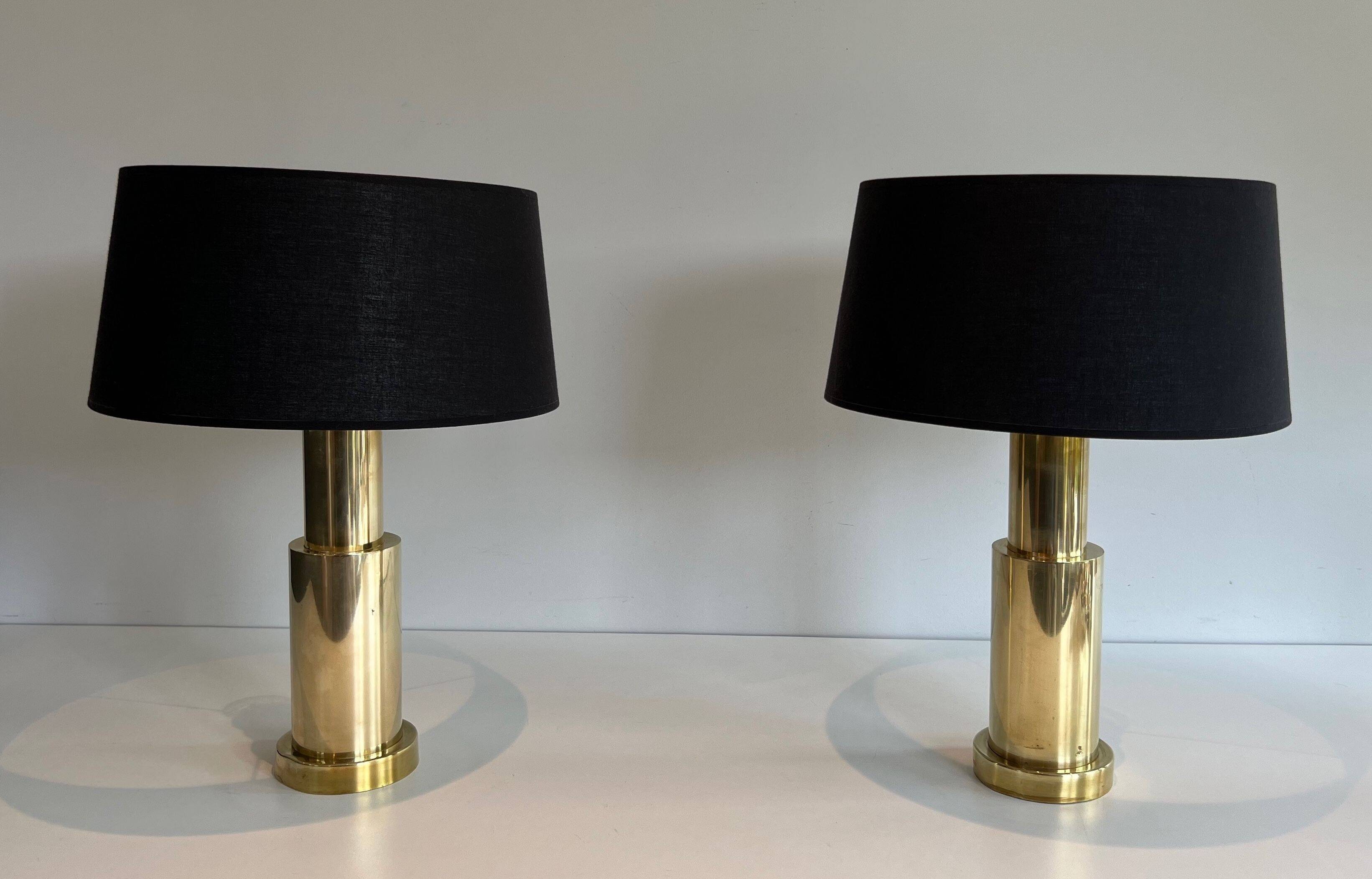 Paire de lampes modernistes en laiton