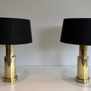 Pair of modernist brass lamps