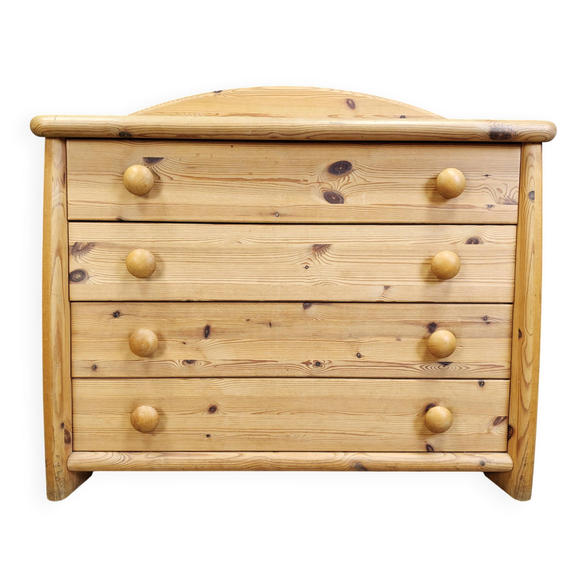 Commode en bois de pin scandinave, années 1980