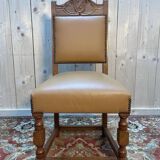 Suite de 8 chaises style Louis XIII - Haute époque en cuir