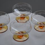 4 coupes à champagne verre ciselé