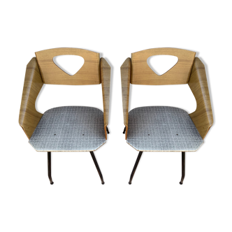 Set of 2 original chairs by Carlo Ratti, Italy 1950