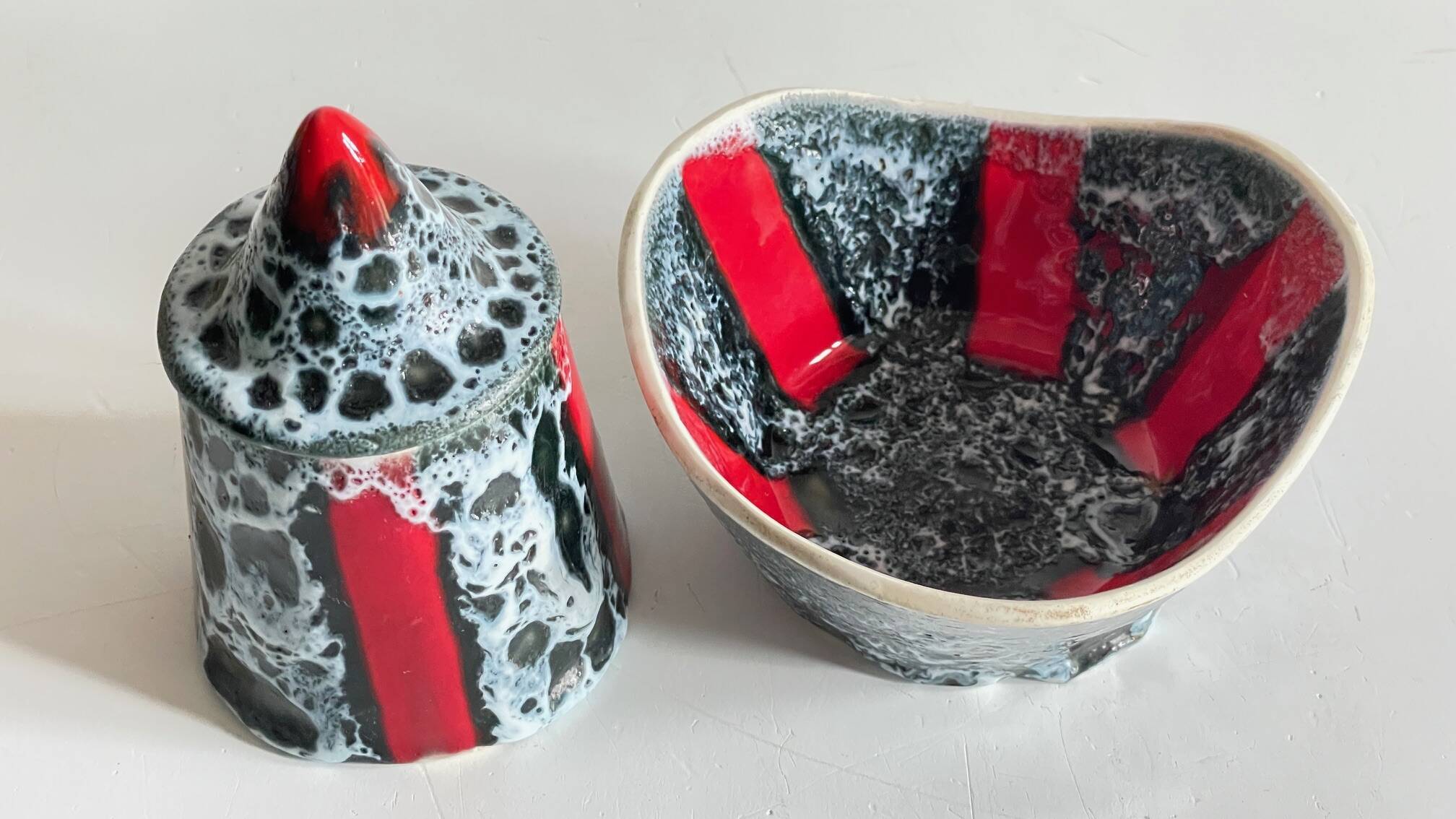 Vintage Vallauris ceramic candy and sugar bowl