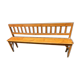 Old wooden long station bench from Belgium