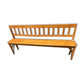 Banc de gare long en bois de Belgique