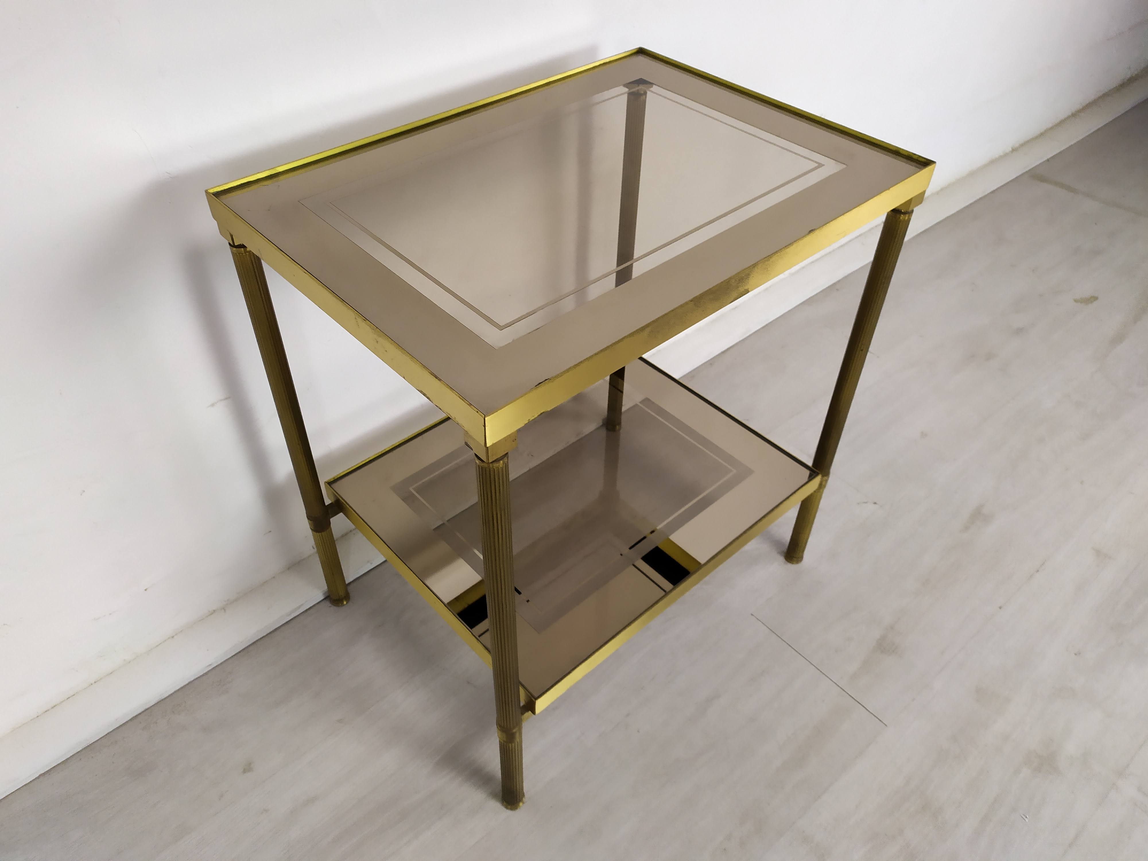 Golden brass sofa end