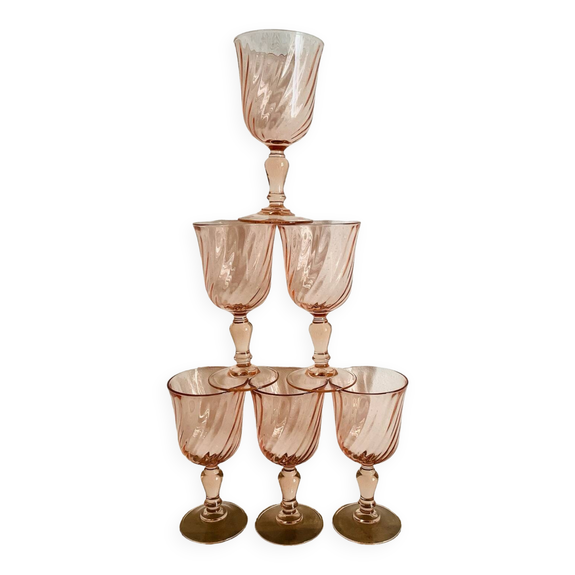6 verres à vin rosaline