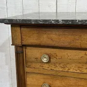 19th-century Empire commode in walnut with a grey St Anne marble top.