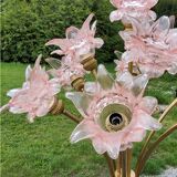 70s brass lamp and 10 tulip glass