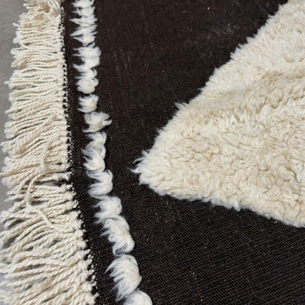 Modern Hand Knotted Turkish Rug in Brown and Ivory, 100% Natural Wool. Custom Options Available