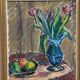 Original Swedish Oil on Canvas - 'Tulips' by Knut Lindström - Signed - Dated 1966 - Framed