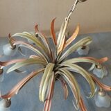 Painted metal chandelier with flowers
