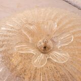Italian Transparent Murano Glass Ceiling with Flower