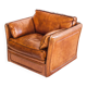 Vintage club armchair by Roche Bobois. Camel buffalo leather. France, 1980s.