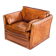 Vintage club armchair by Roche Bobois. Camel buffalo leather. France, 1980s.