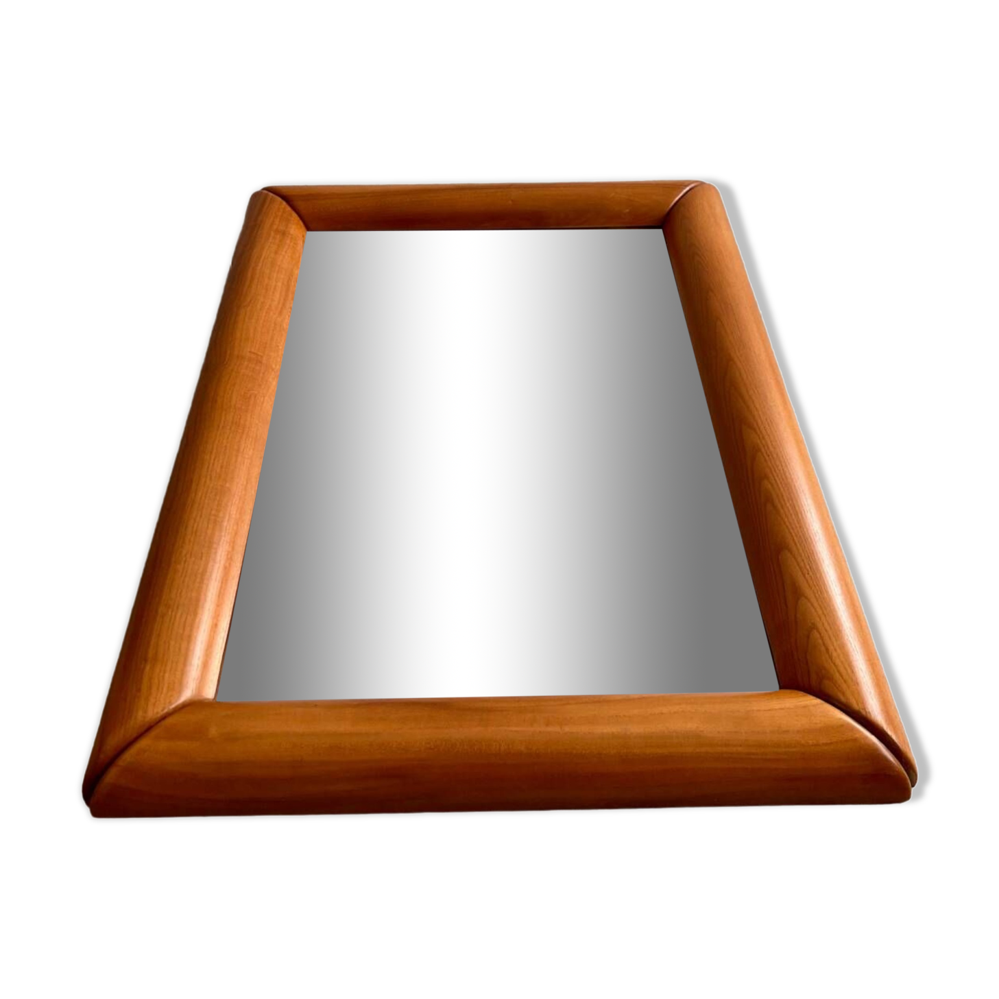 Old mirror in solid elm design from the 70s vintage brutalist style