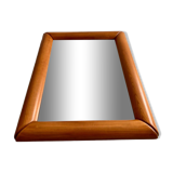 Old mirror in solid elm design from the 70s vintage brutalist style