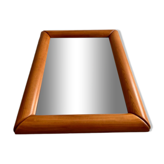Old mirror in solid elm design from the 70s vintage brutalist style