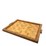 Hollywood regency bamboo and wicker tray, Italy 1970s