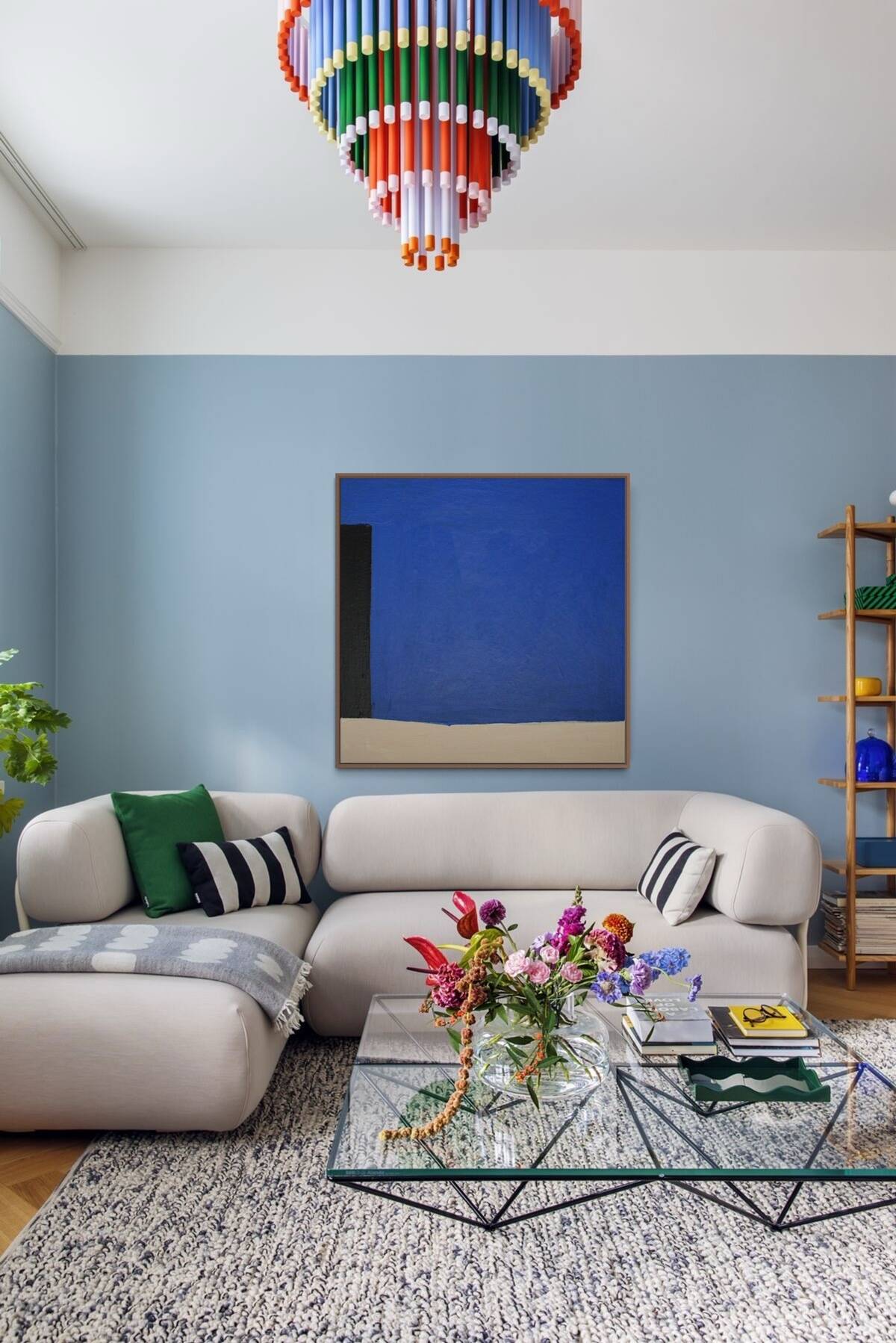 Original cobalt blue trio painting by Bodasca 80x80cm