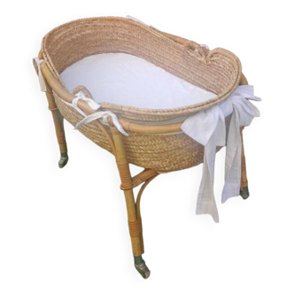Vintage rattan cradle