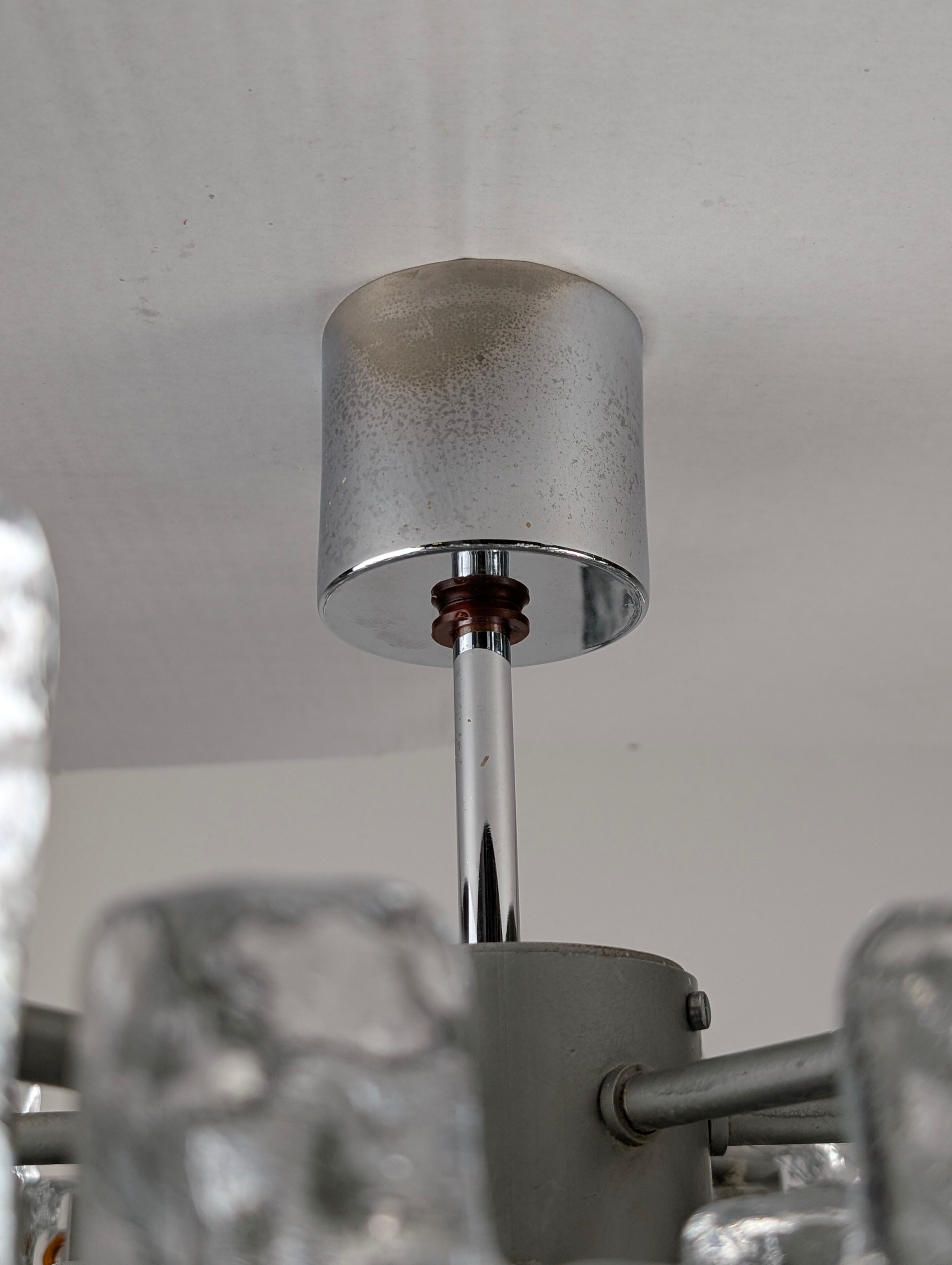 Kalmar Ice Glass chandelier, Austria, 1970s