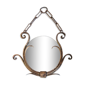 Old forged steel mirror 68x52cm