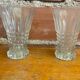 Pair Antique Clear Molded Vase Vintage Decoration #C596