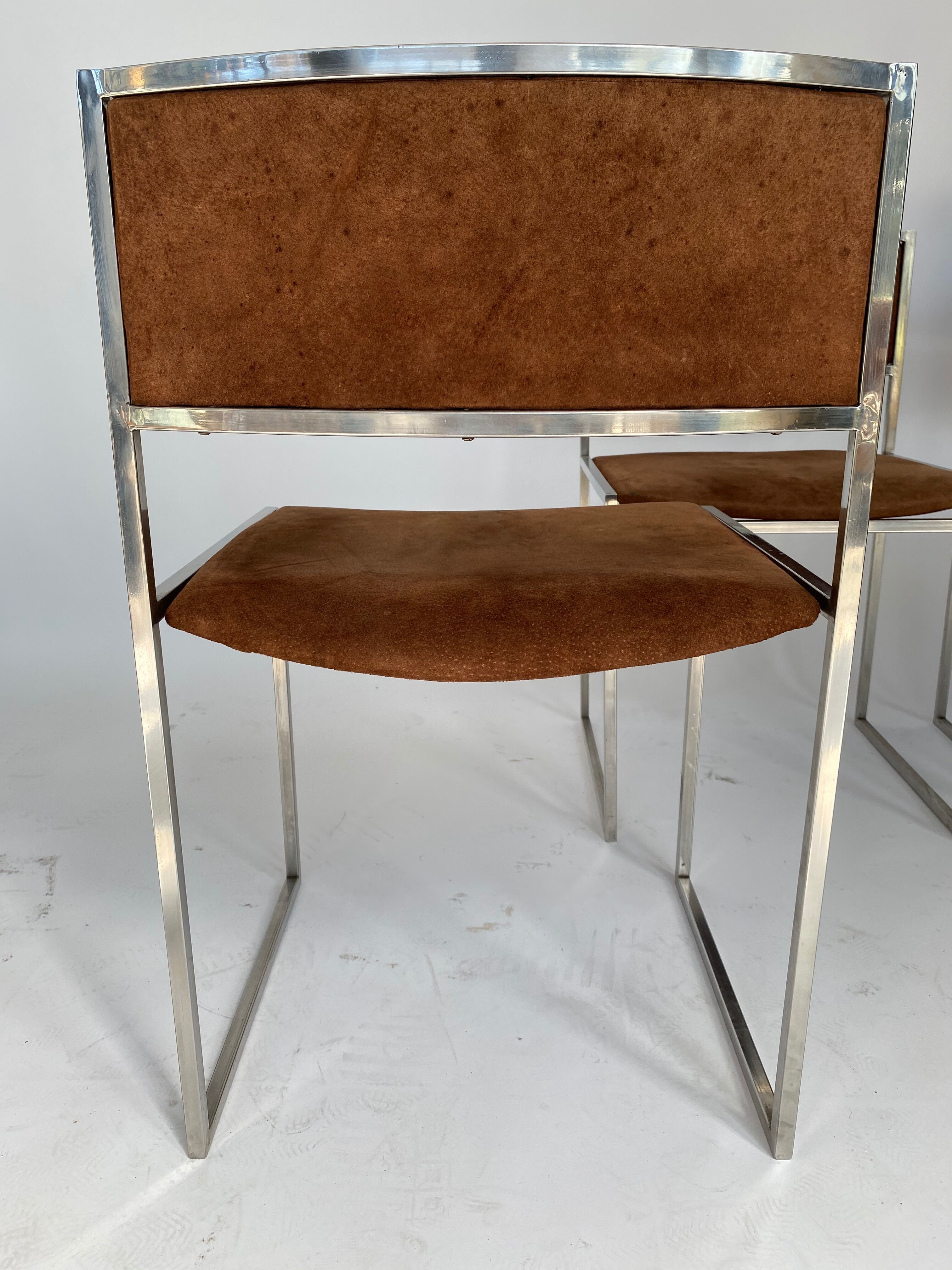 5 chairs in chrome steel and alcantara 1970