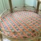 Round old rattan pedestal table