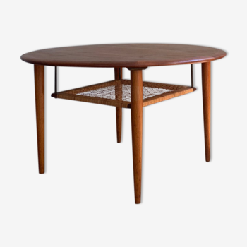 Table basse ronde danoise midcentury par Johannes Andersen