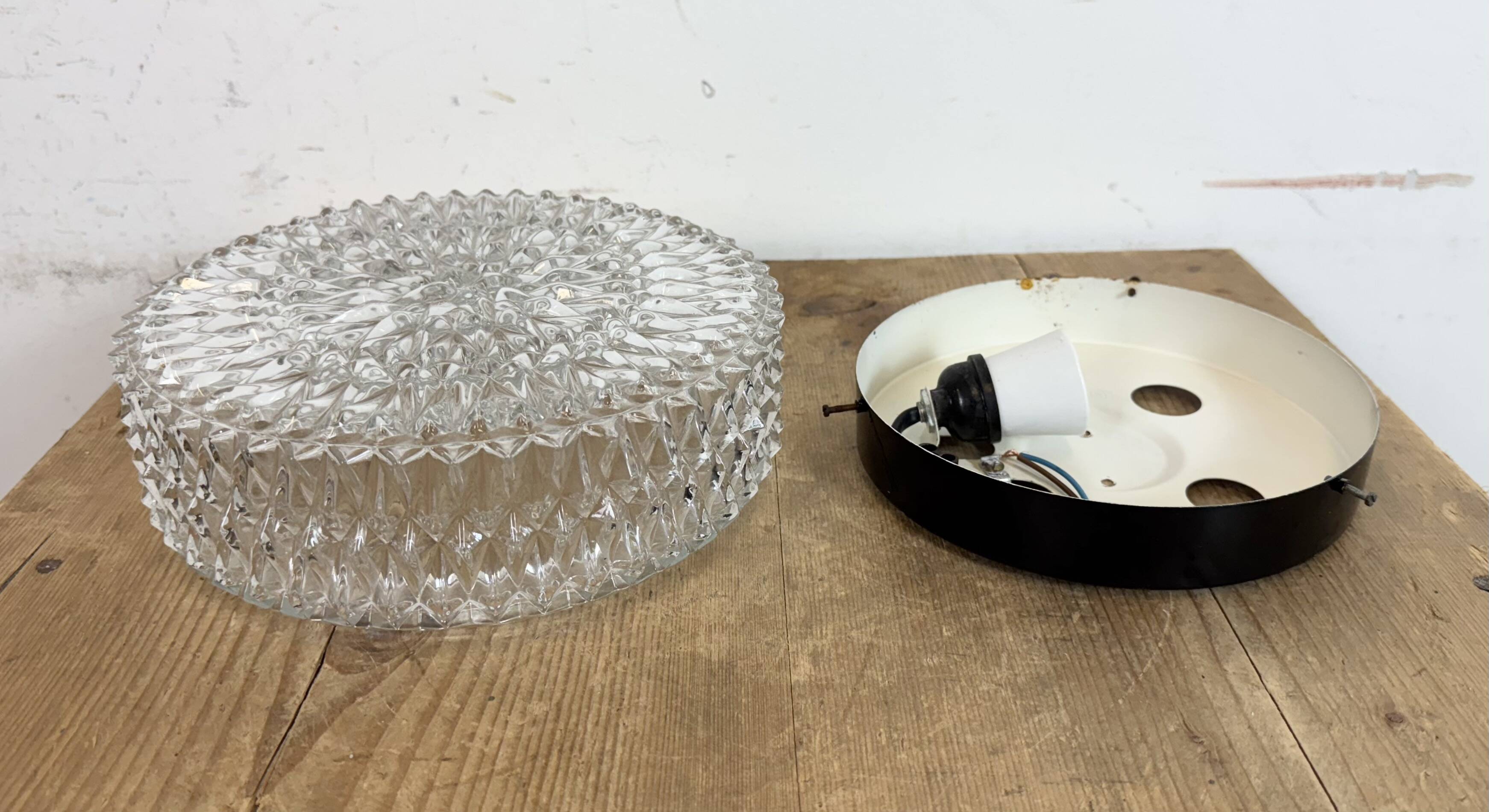 Vintage Glass Wall or Ceiling Light from Napako, 1970s