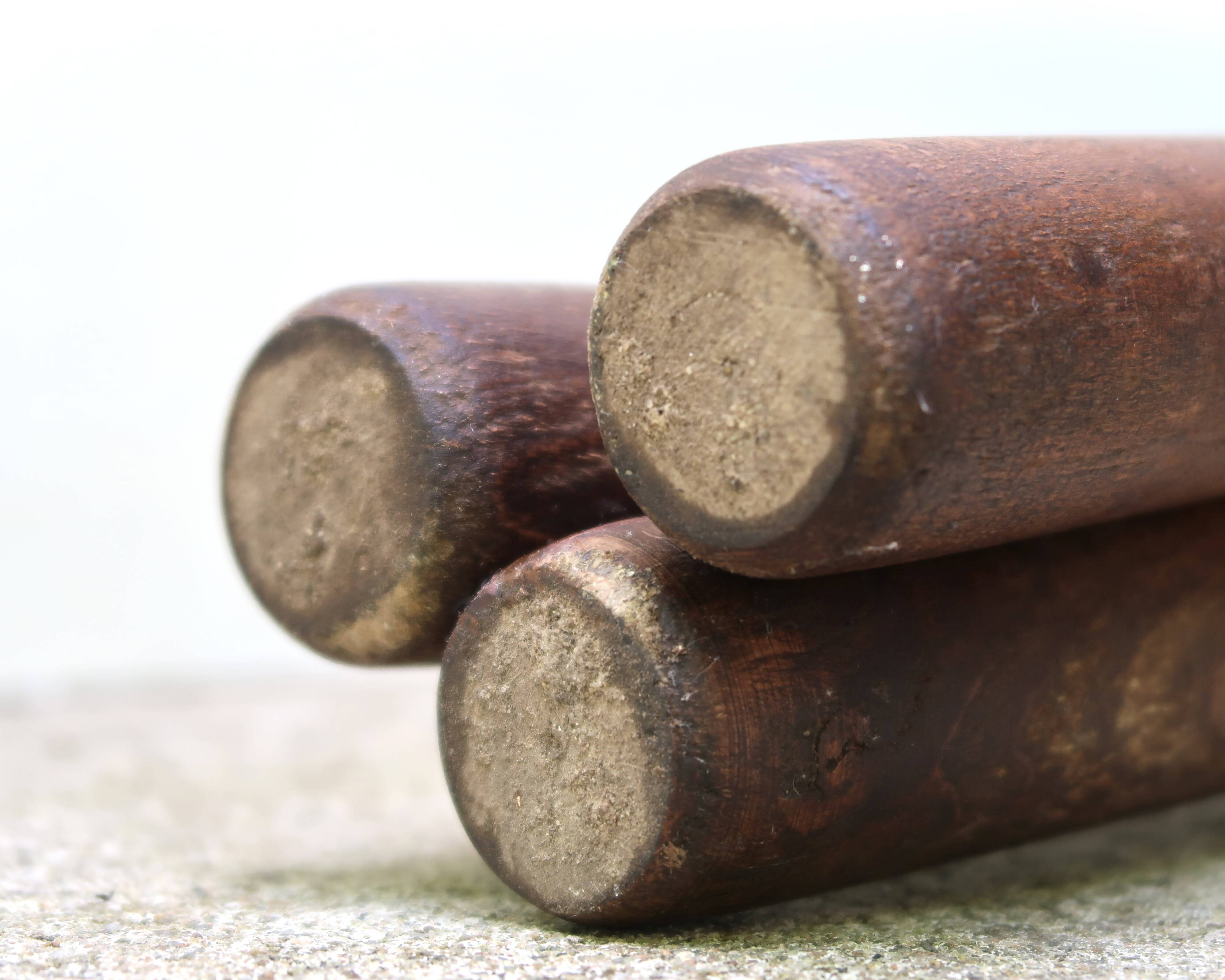 Folding tripod stool in wood and leather, 1950s