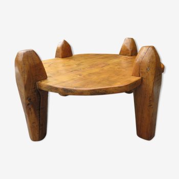 Table basse en bois brut forme libre moderniste, années 60
