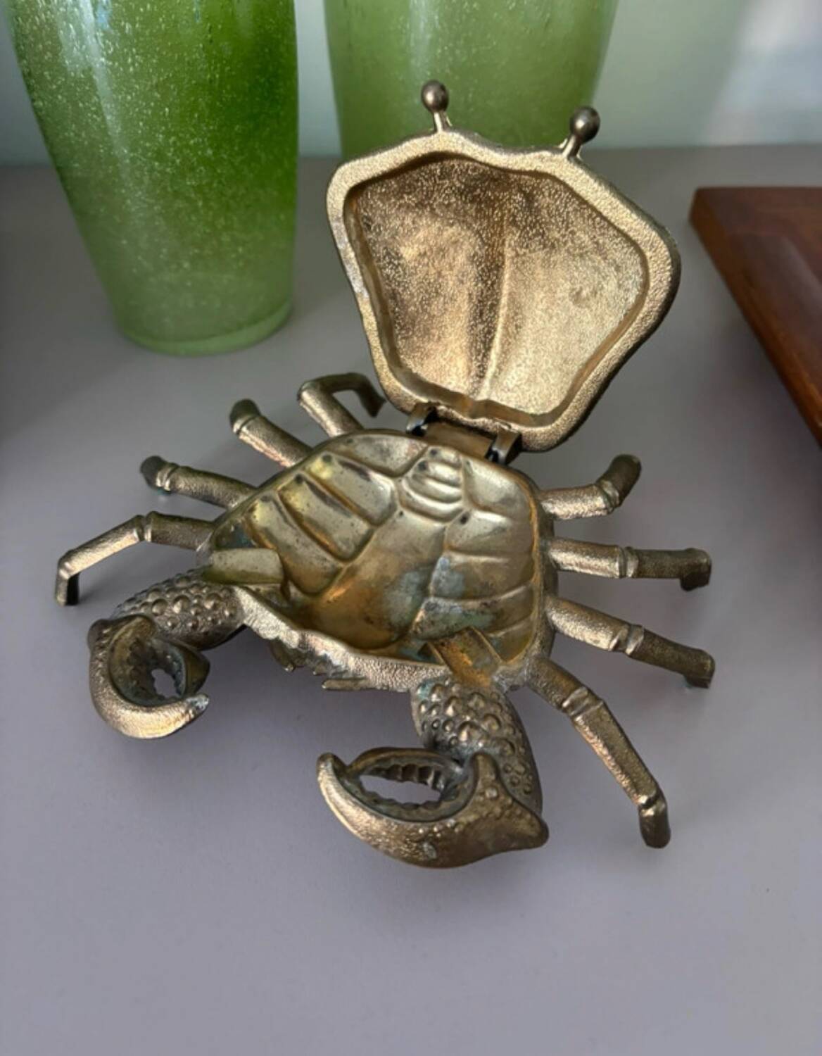 vintage brass crab decor ashtray