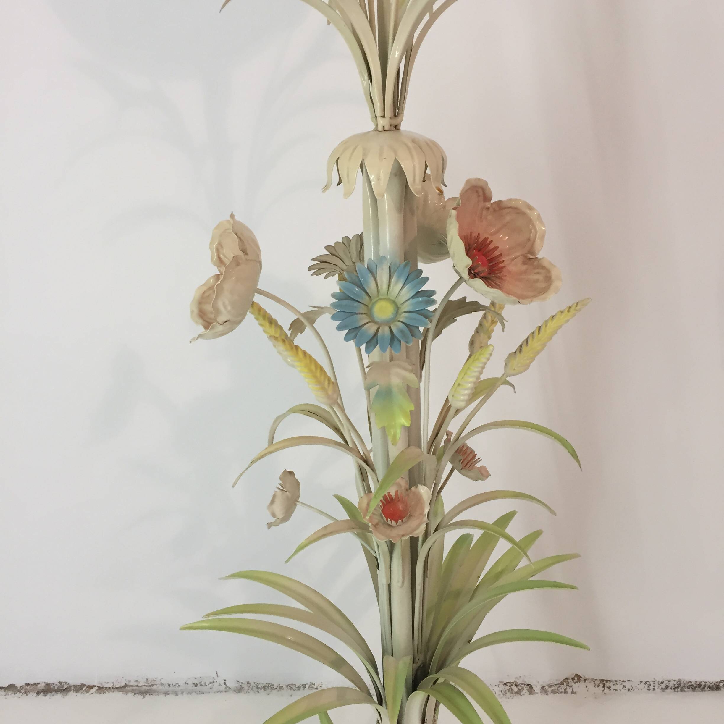 Flower Bouquet Pastel Floor Lamp 1960s Vintage Italian Sheaf Of Wheat Midcentury