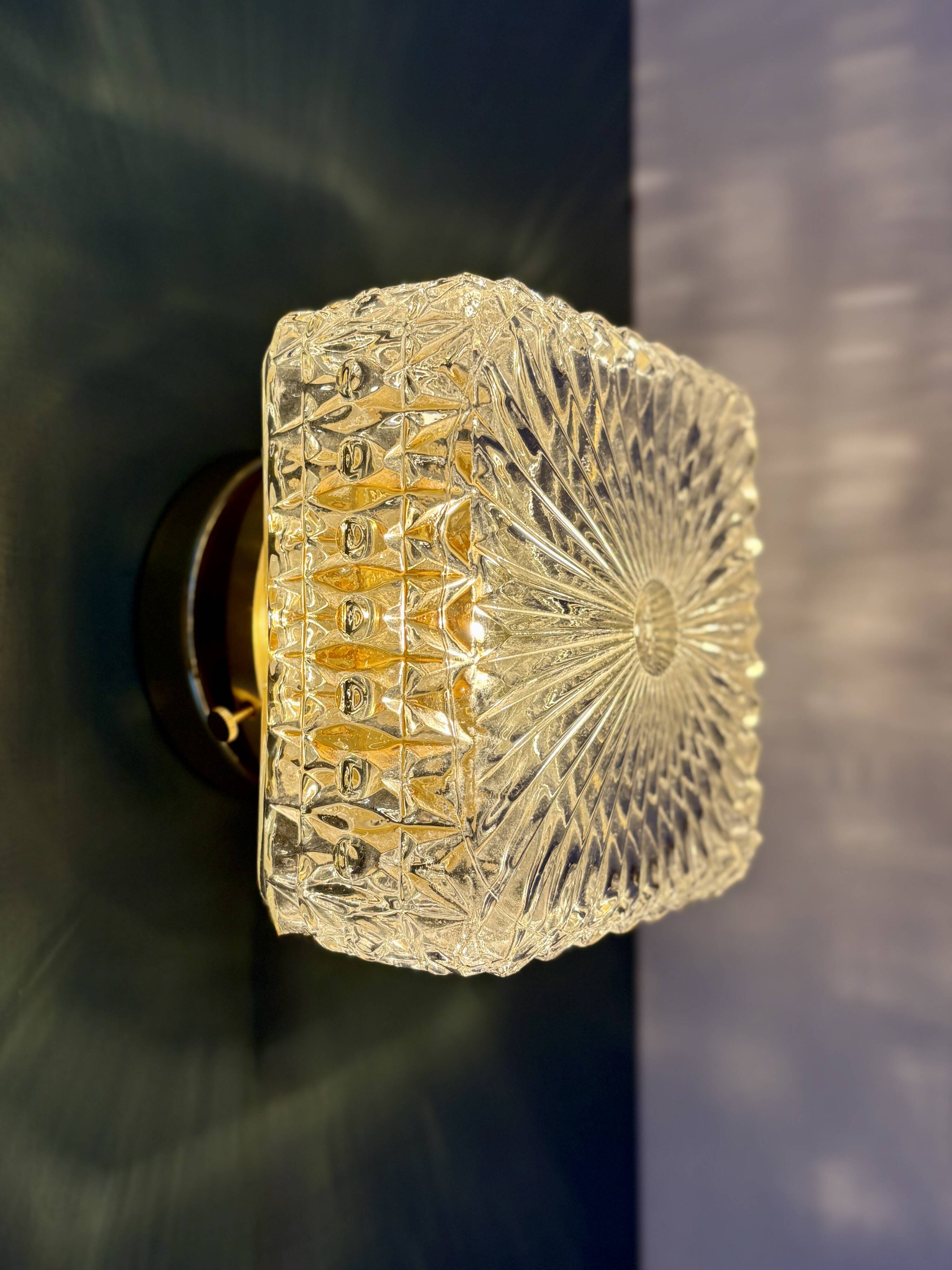 Vintage square glass globe wall/ceiling light.