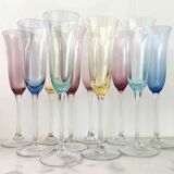 Set of 10 colorful champagne flutes