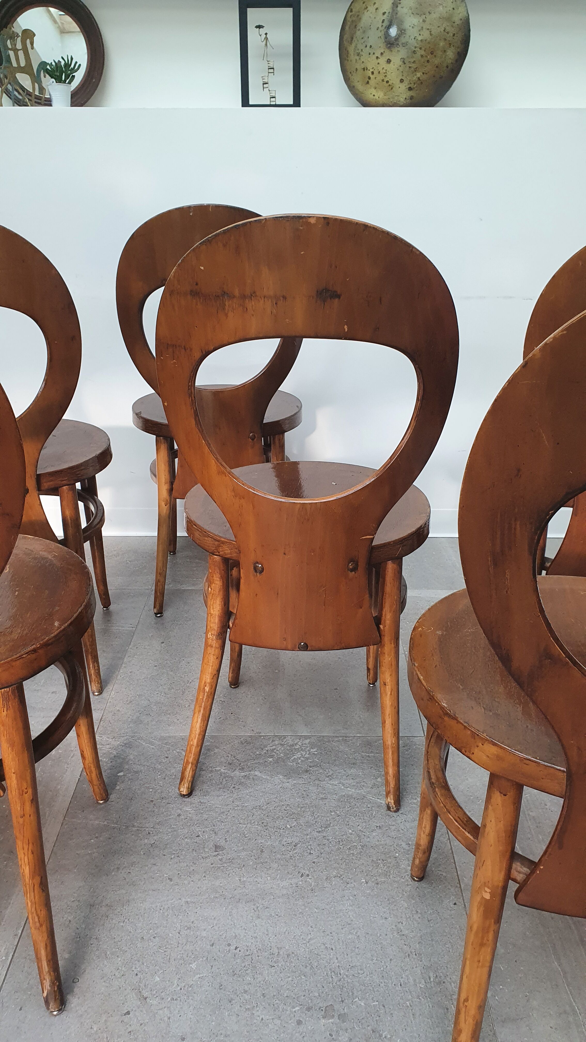 Ensemble table de ferme et 6 chaises Mouettes de Baumann