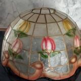 Large mother-of-pearl and brass lampshade