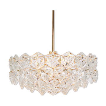 Kinkeldey chandelier in gilded brass and crystal glass, Germany, 1970s
