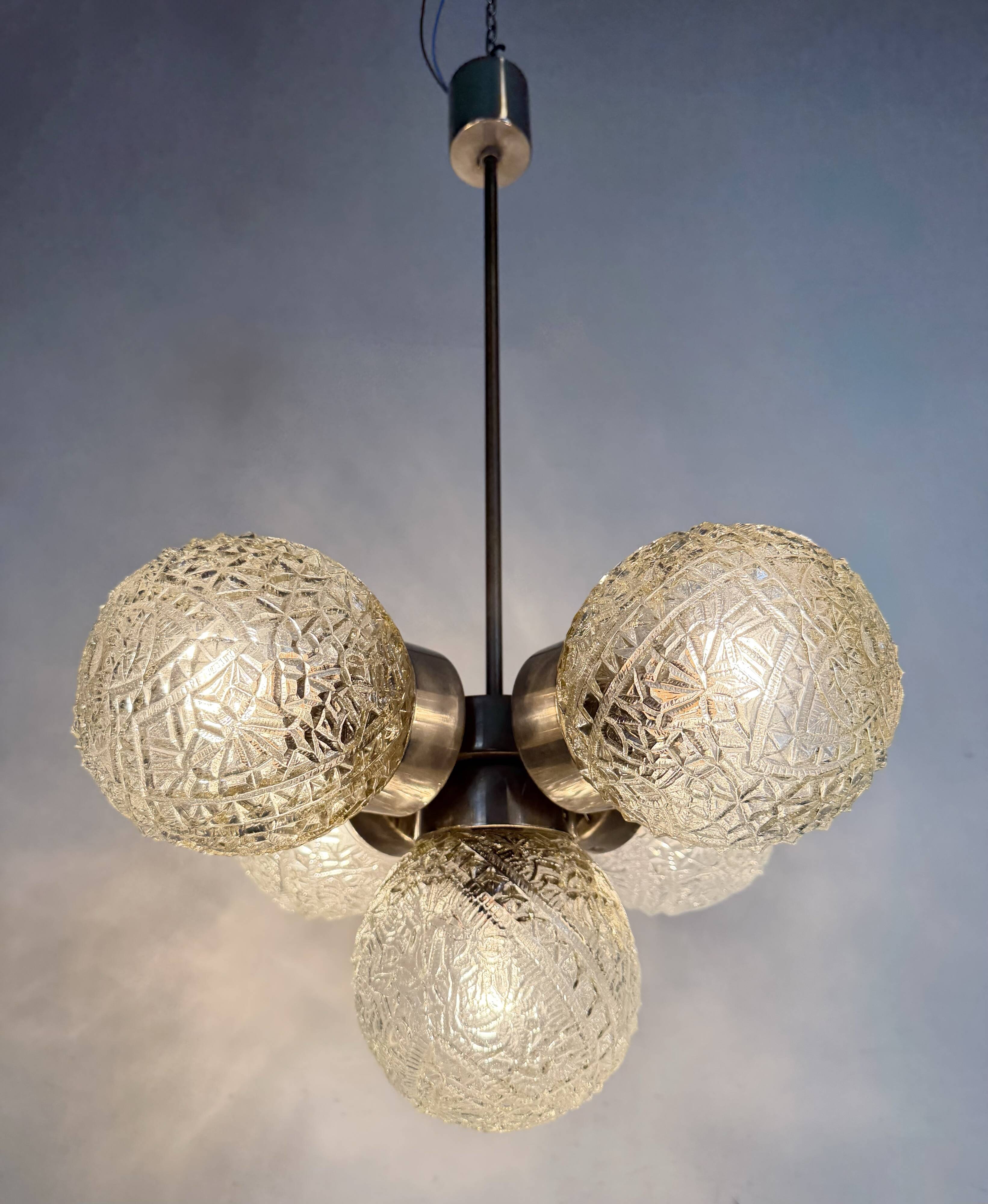 Vintage Cut Glass Chandelier from Kamenický Šenov, 1960s