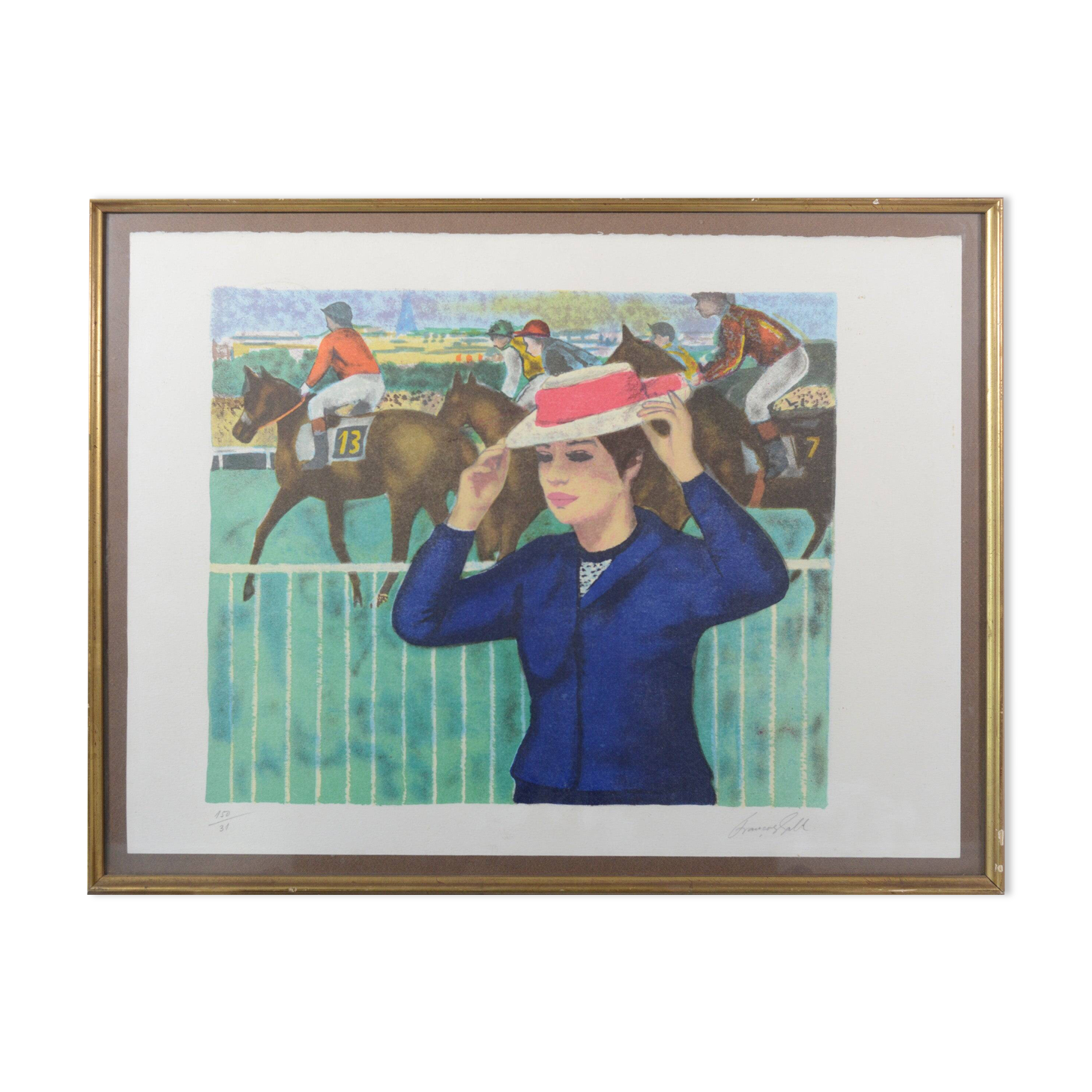 Horse races at Auteuil - Lady with hat - François Gall