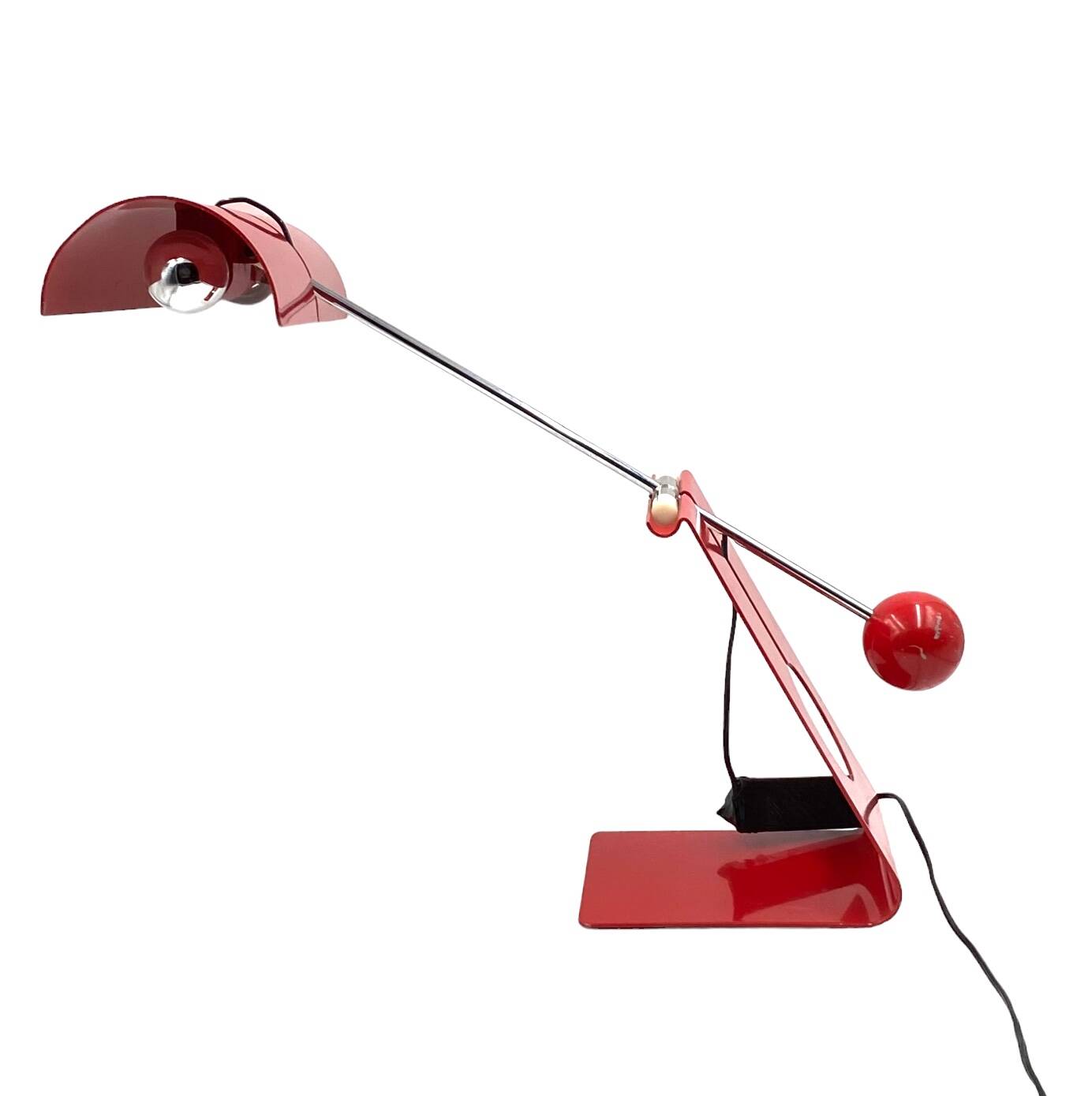 Mauro Martini, red 'Picchio' woodpecker table lamp, F.lli Martini Italy 1970s