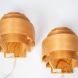 Pair of pine wood wall lamps V327 by Hans-Agne Jakobsson, AB Elysset, 1960s